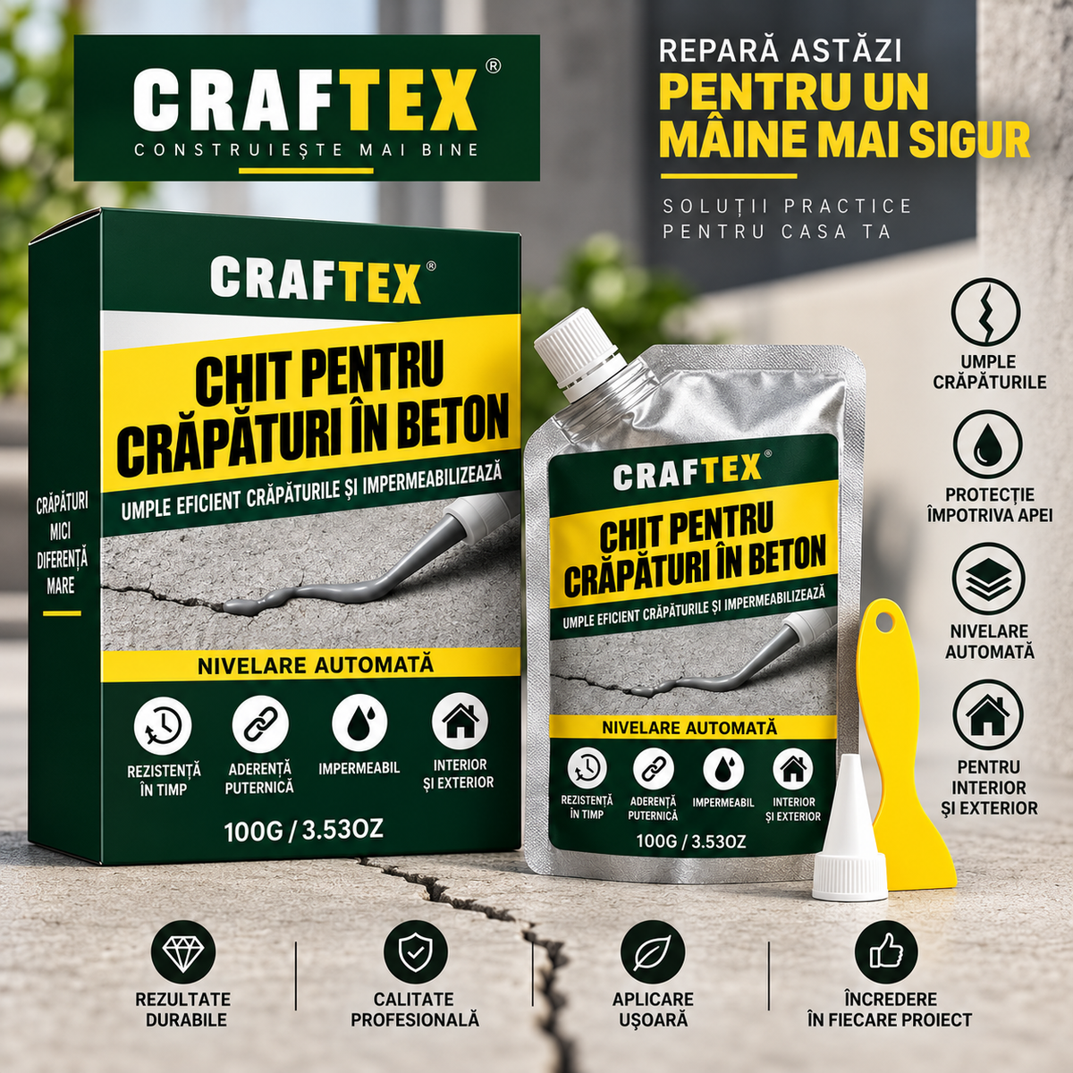 KRAFTEX — Sigilant autonivelant pentru fisuri în beton