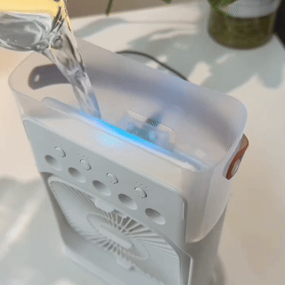 Răcitor de Aer Portabil 4-în-1 – Ventilator cu Apă și Gheață, 600ml, LED 7 Culori