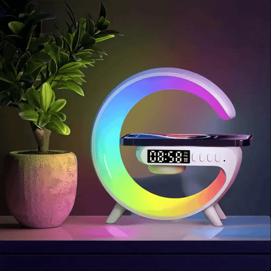 Lampă smart G cu încărcare wireless, ceas și lumini RGB