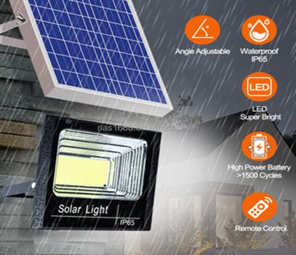 Proiector LED solar cu panou separat, IP65, telecomandă