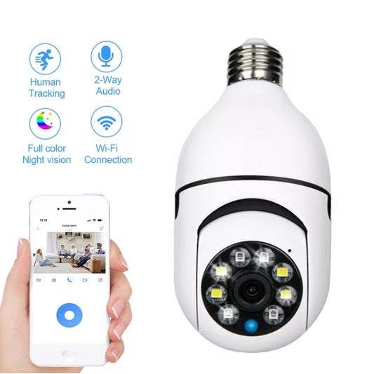 Cameră supraveghere WiFi tip bec E27 – night vision color, audio bidirecțional